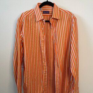 Ralph Lauren Purple Label Mens Dress Shirt - Orange with Stripes